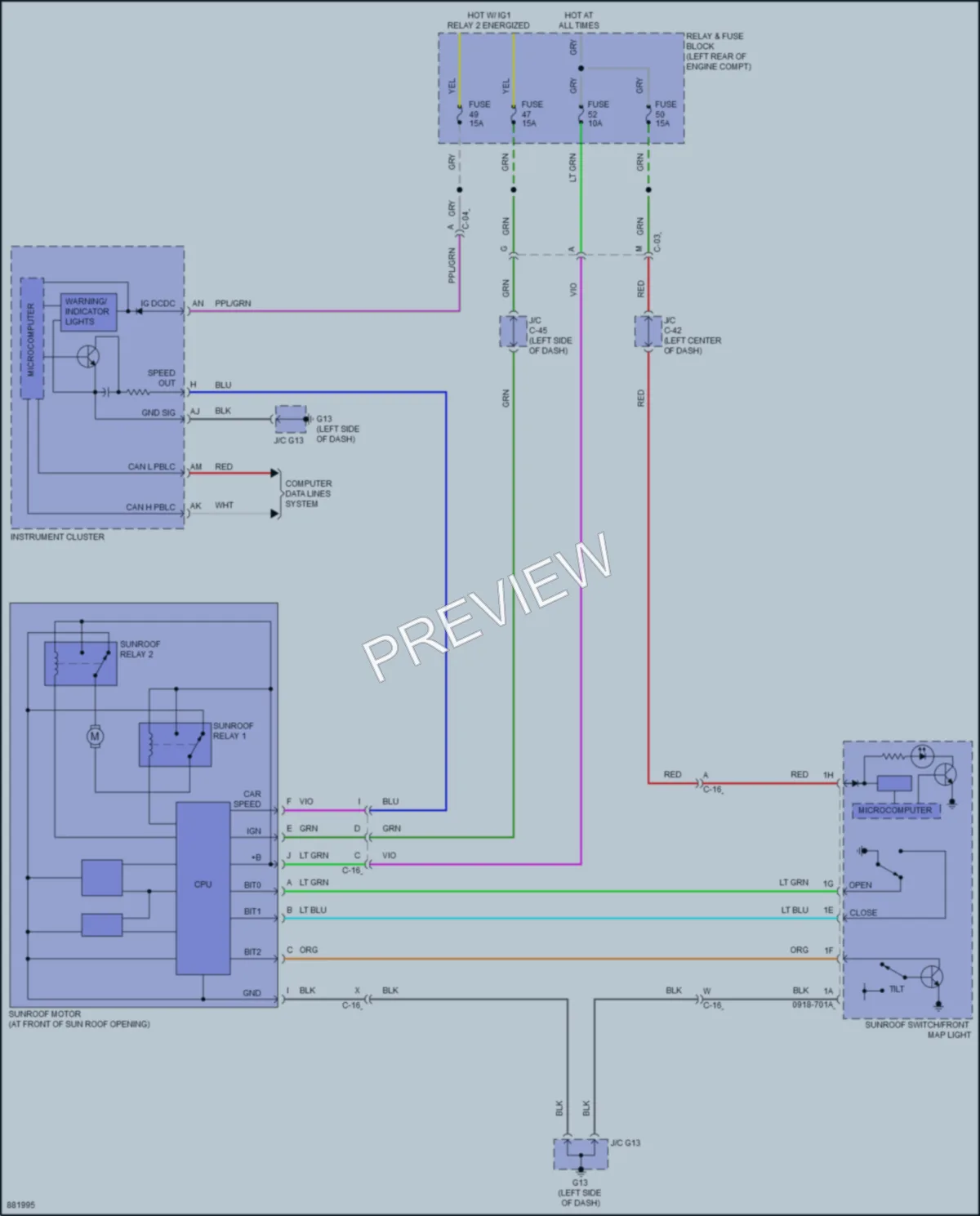 2024 Mazda 3 Power Top Sunroof wiring diagram preview