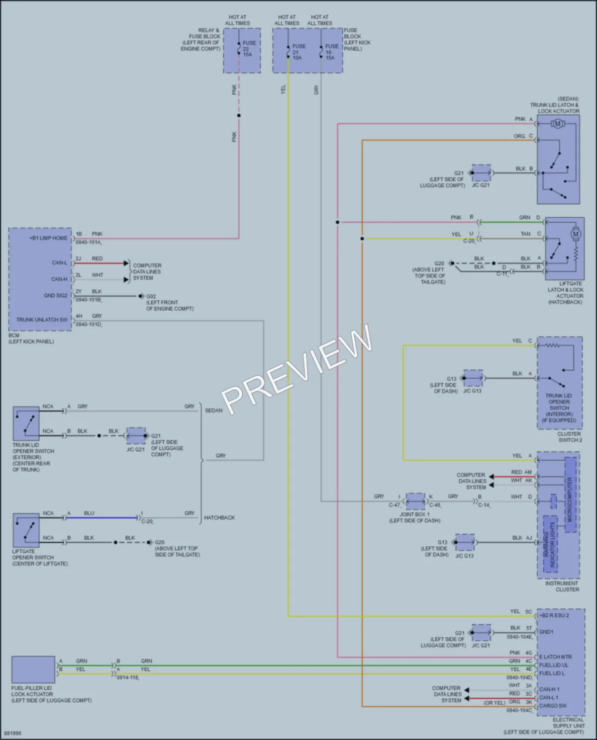 2024 Mazda 3 Trunk Tailgate Fuel Door wiring diagram preview