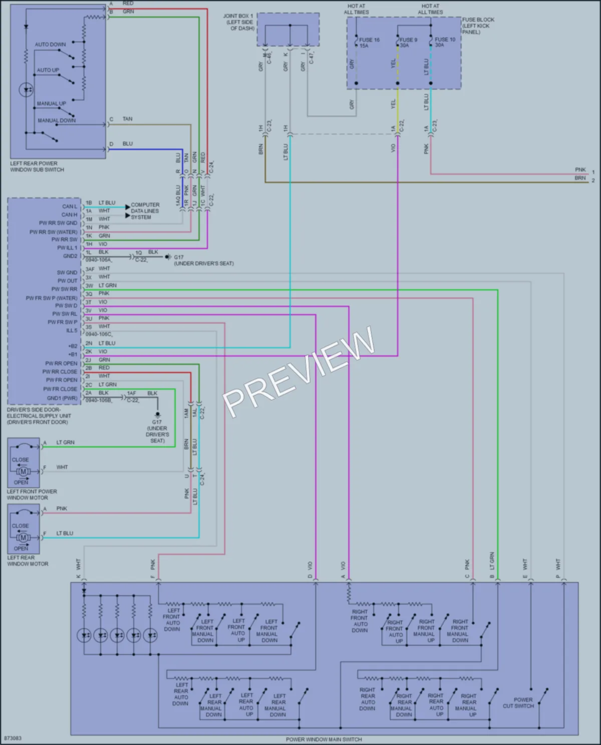 2024 Mazda CX30 Power Windows wiring diagram preview