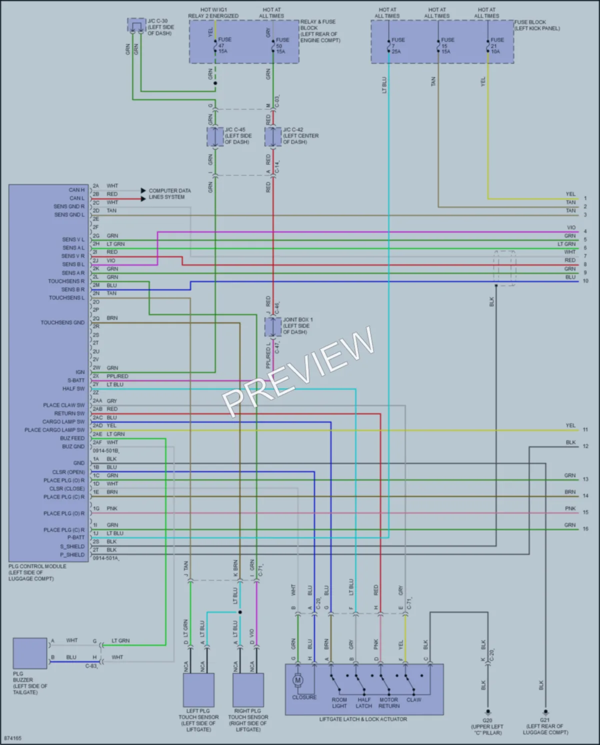 2024 Mazda CX30 Trunk Tailgate Fuel Door wiring diagram preview
