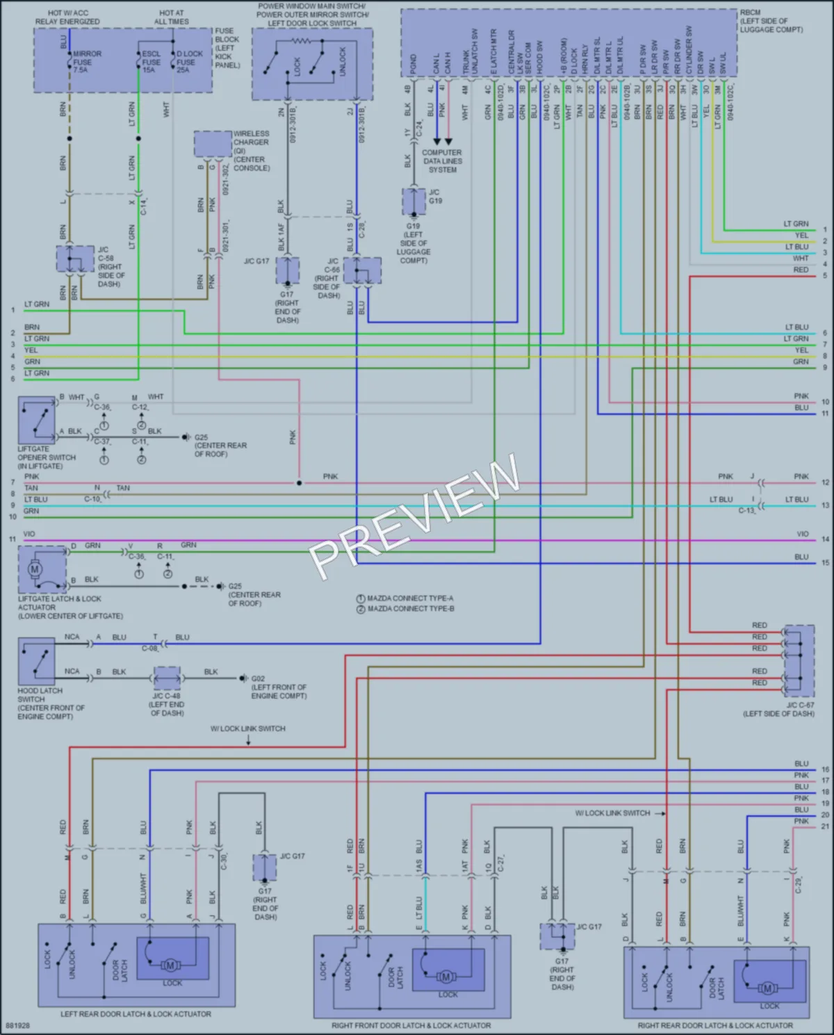 2024 Mazda CX5 Power Door Locks wiring diagram preview