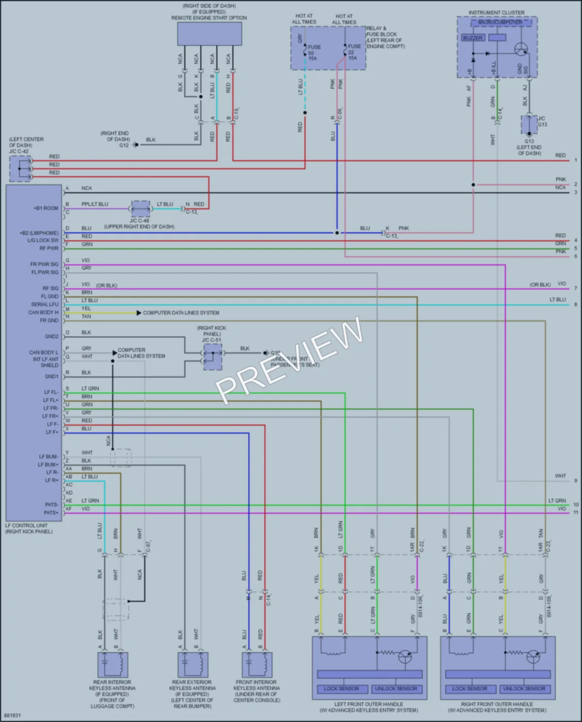 2024 Mazda CX50 Power Door Locks wiring diagram preview