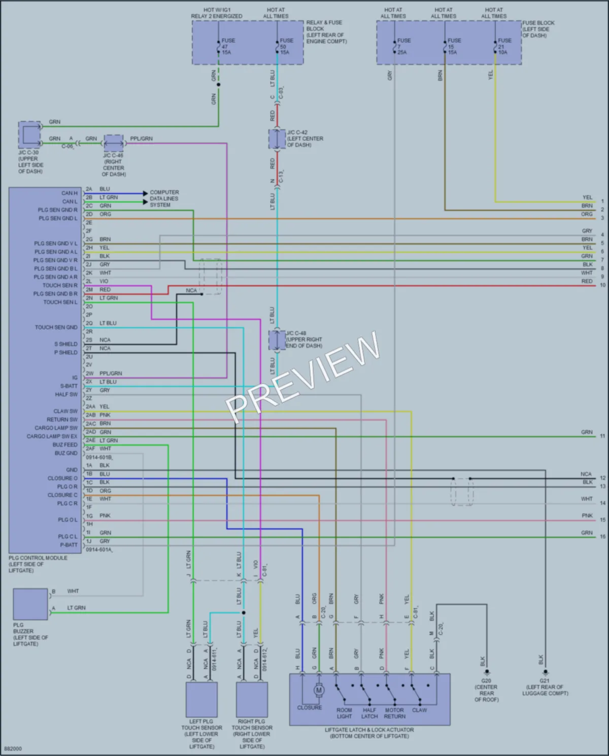 2024 Mazda CX50 Trunk Tailgate Fuel Door wiring diagram preview