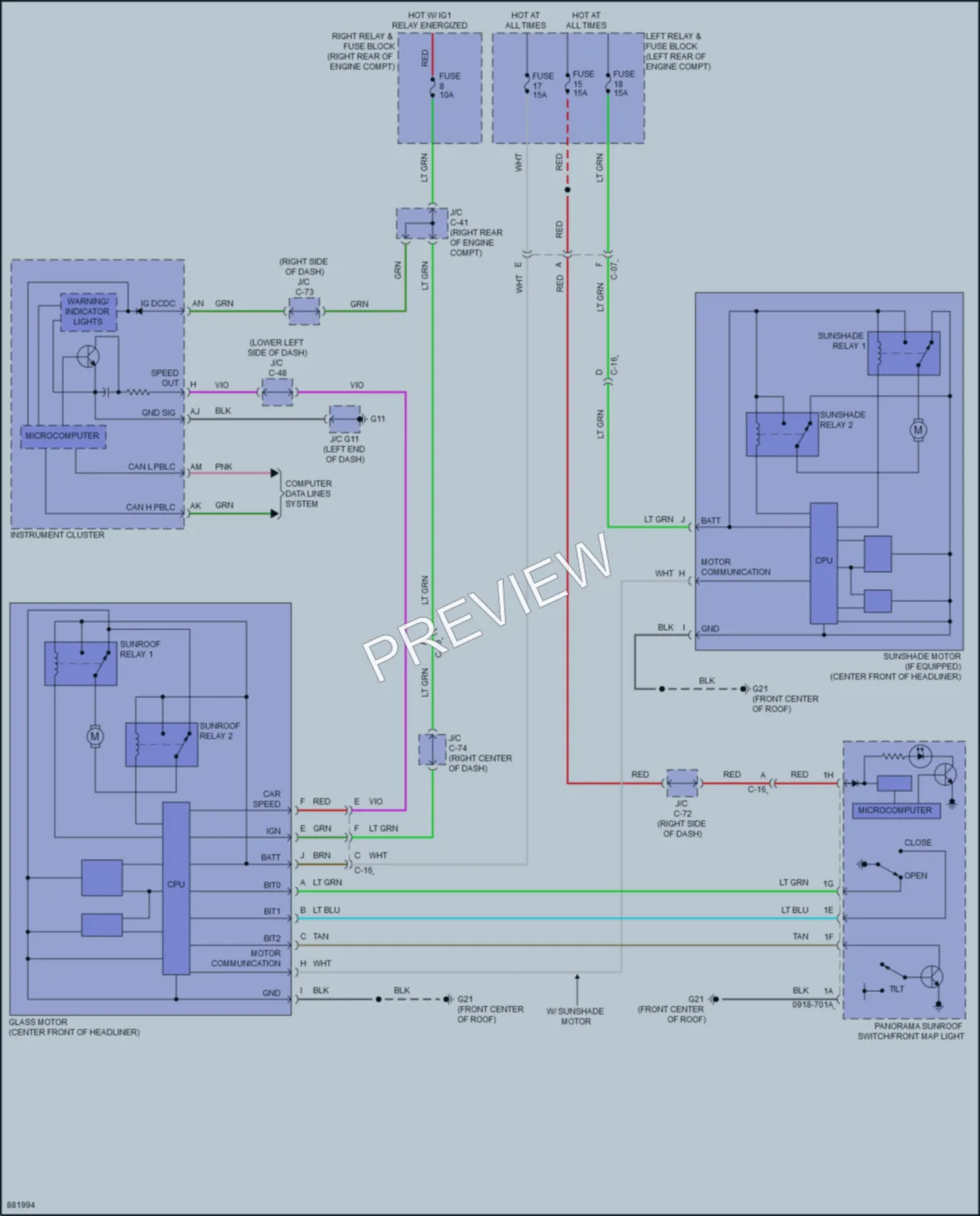 2024 Mazda CX90 Power Top Sunroof wiring diagram preview