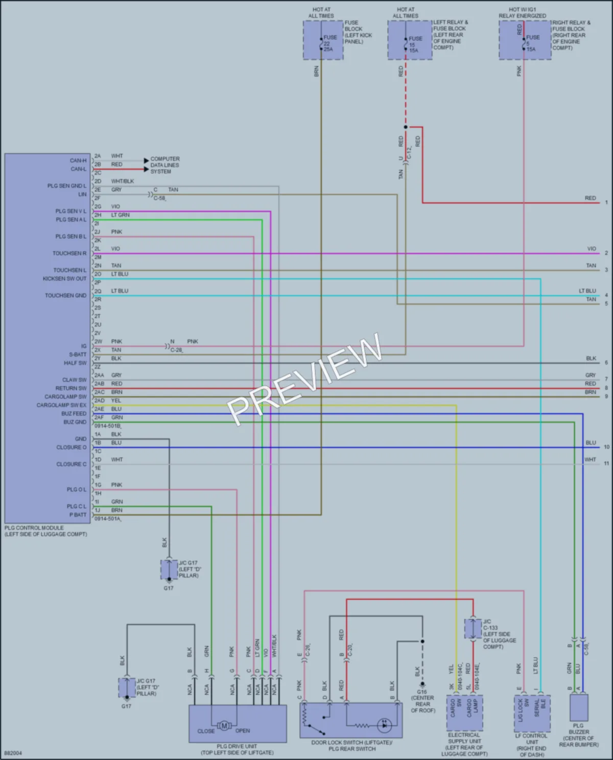 2024 Mazda CX90PlugIn Trunk Tailgate Fuel Door wiring diagram preview