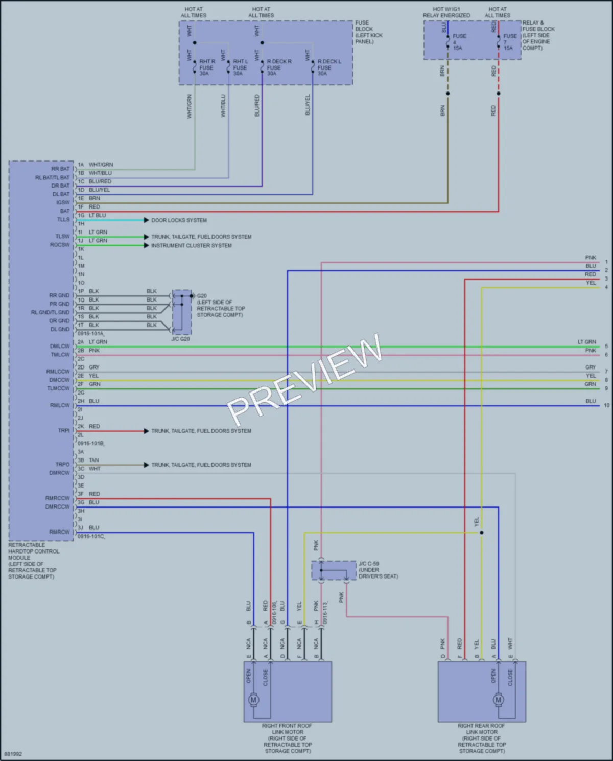 2024 Mazda MX5Miata Power Top Sunroof wiring diagram preview