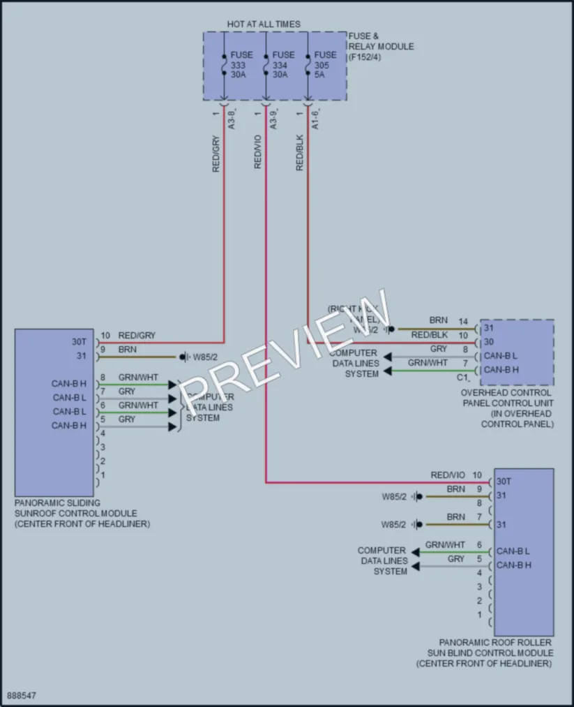 2024 MercedesBenz C300 Power Top Sunroof wiring diagram preview