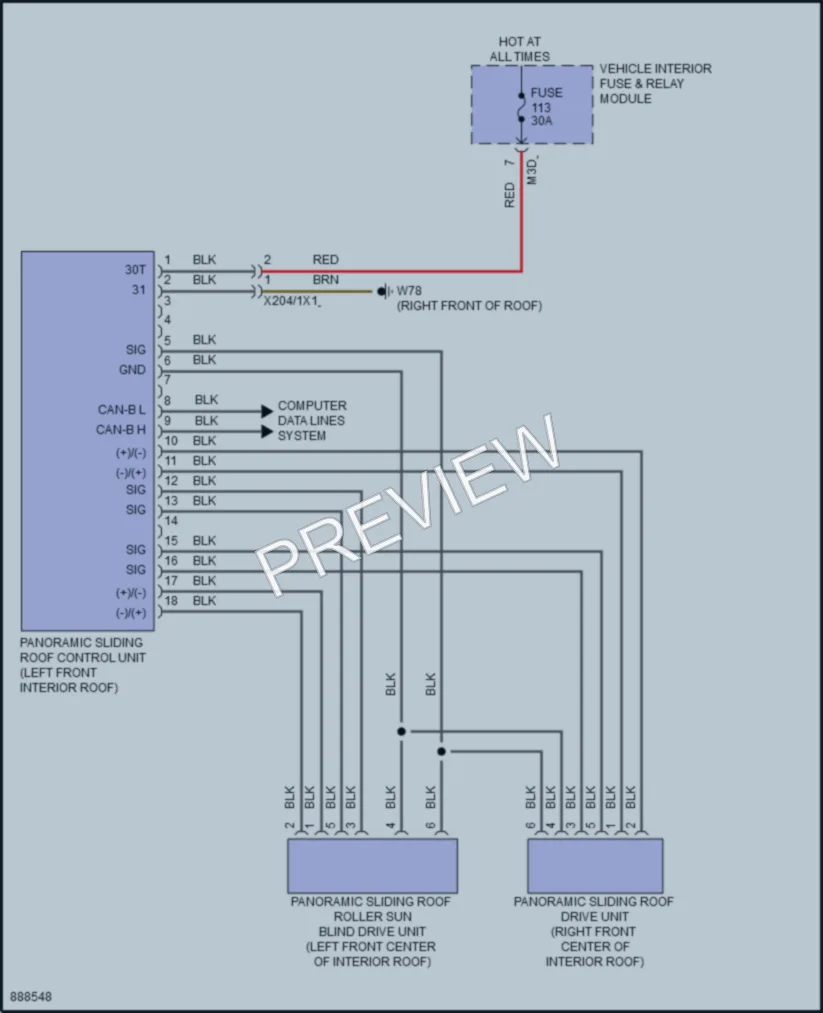 2024 MercedesBenz CLA250 Power Top Sunroof wiring diagram preview