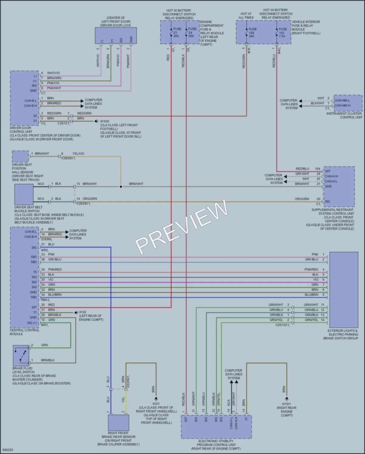 2024 MercedesBenz CLA250 Warning Systems wiring diagram preview