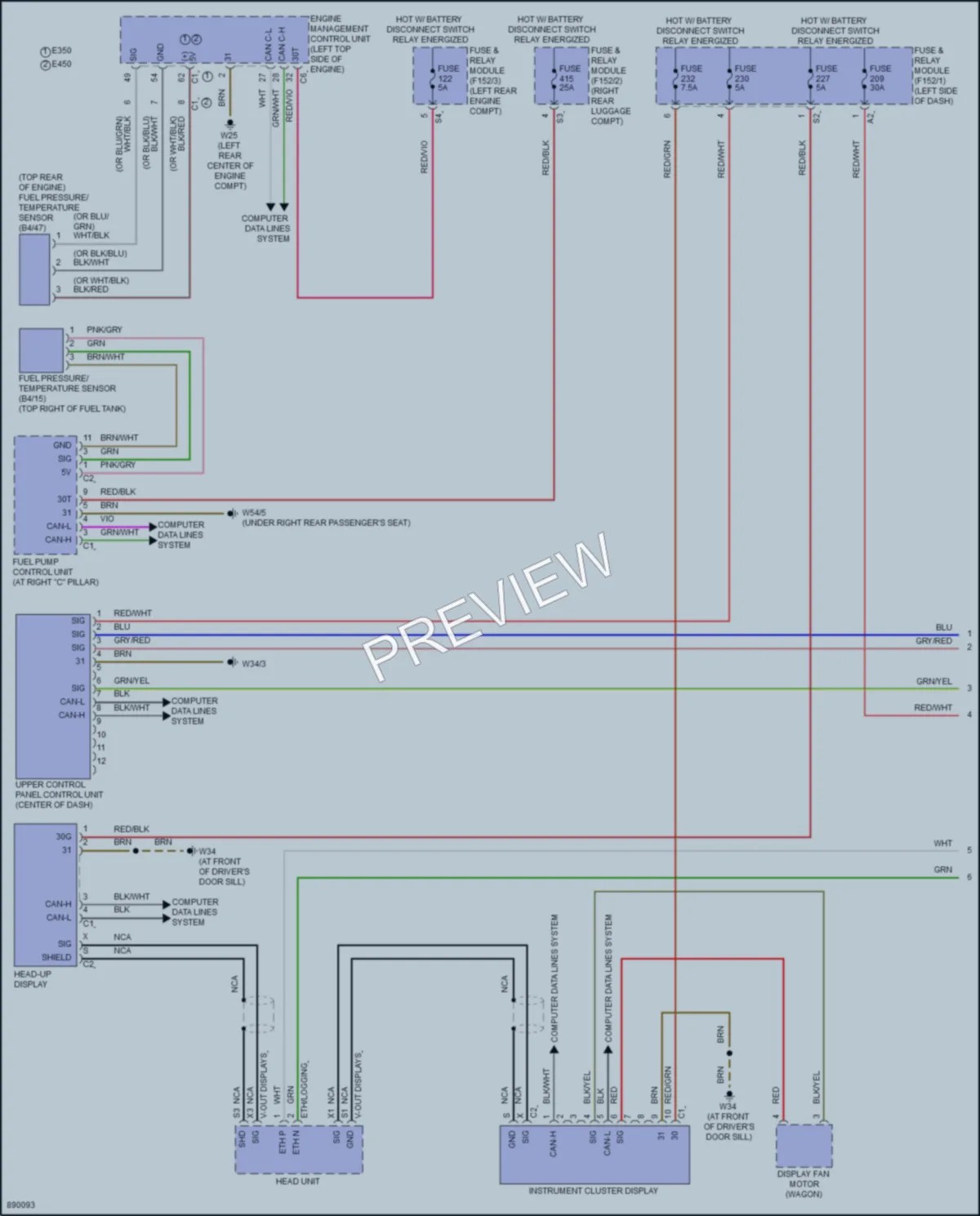 2024 MercedesBenz E350 Instrument Cluster wiring diagram preview