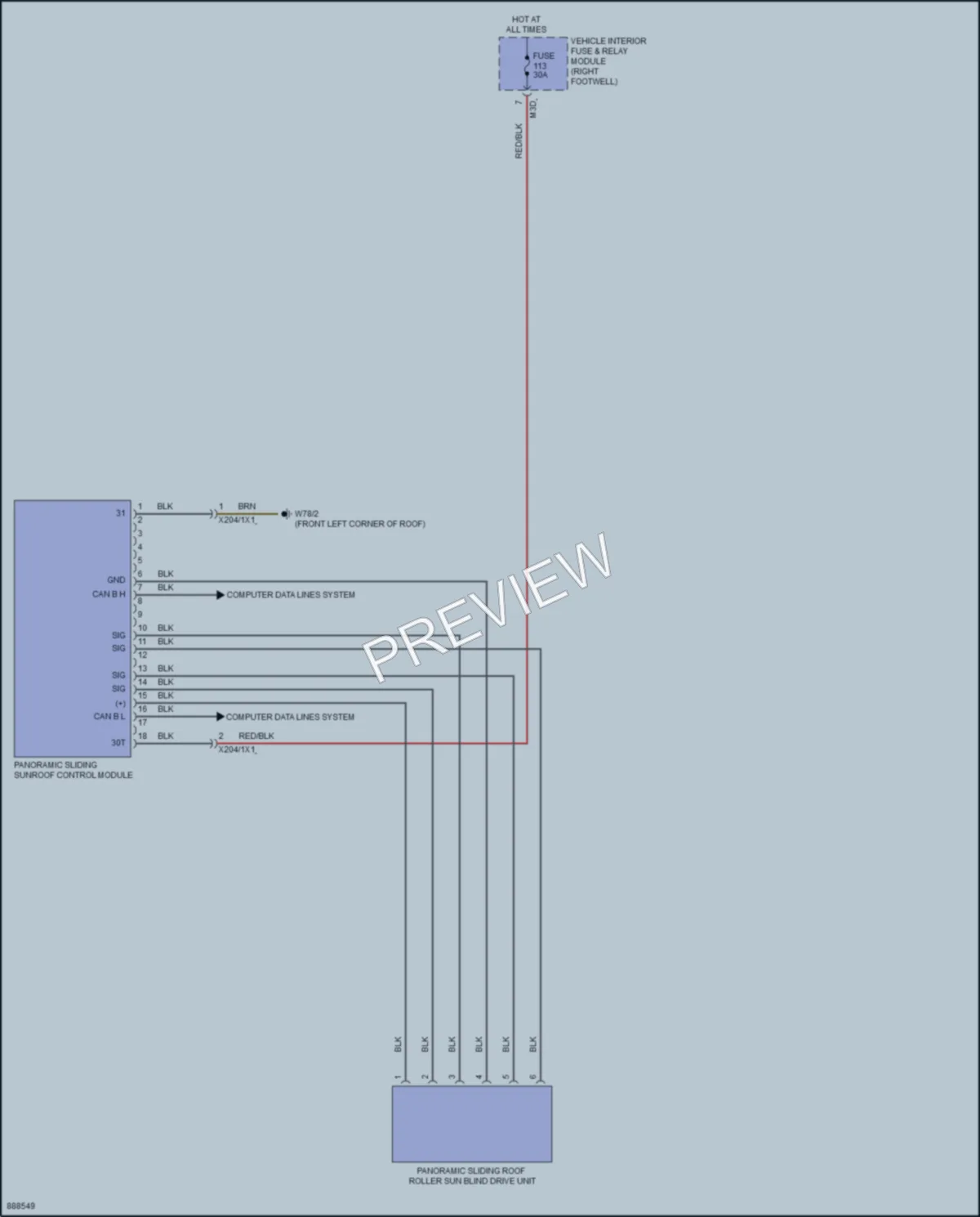 2024 MercedesBenz GLB250 Power Top Sunroof wiring diagram preview