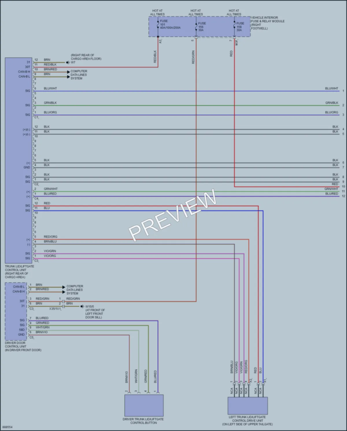 2024 MercedesBenz GLB250 Trunk Tailgate Fuel Door wiring diagram preview