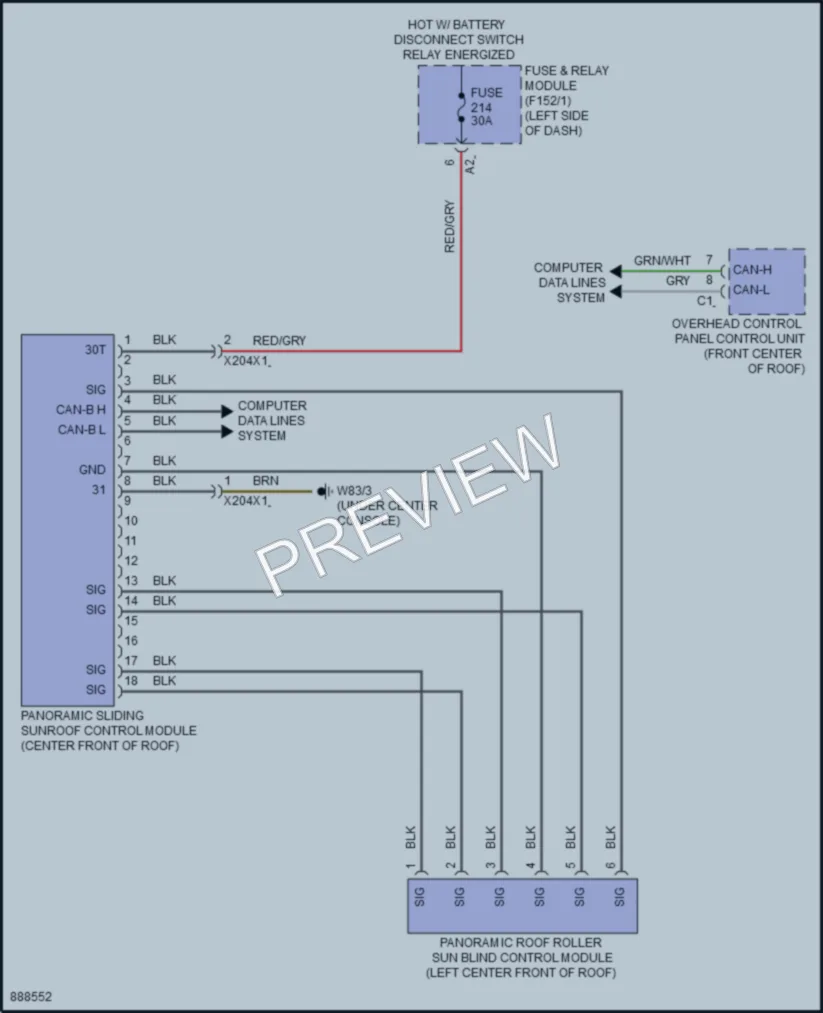 2024 MercedesBenz GLC300 Power Top Sunroof wiring diagram preview