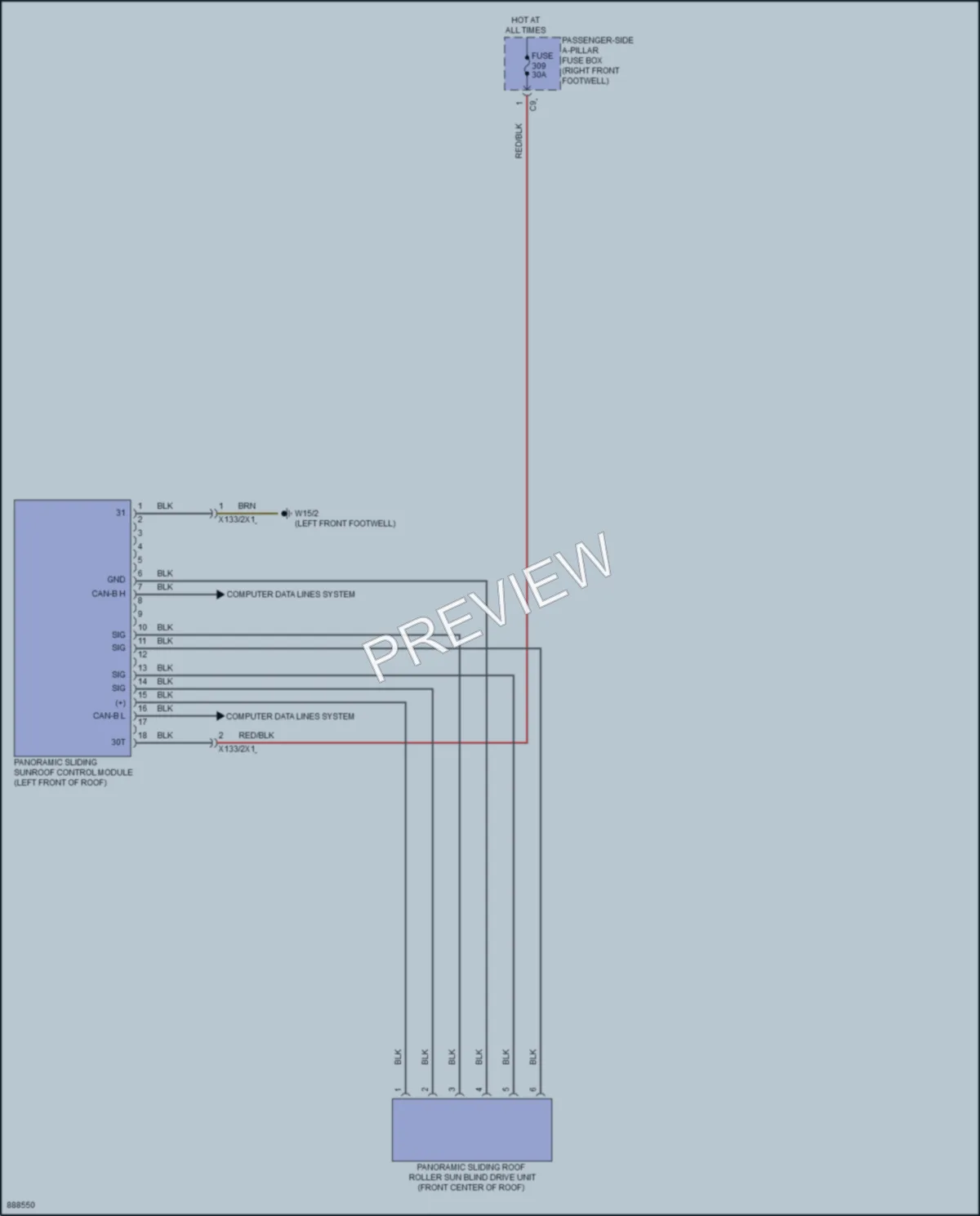 2024 MercedesBenz GLE350 Power Top Sunroof wiring diagram preview