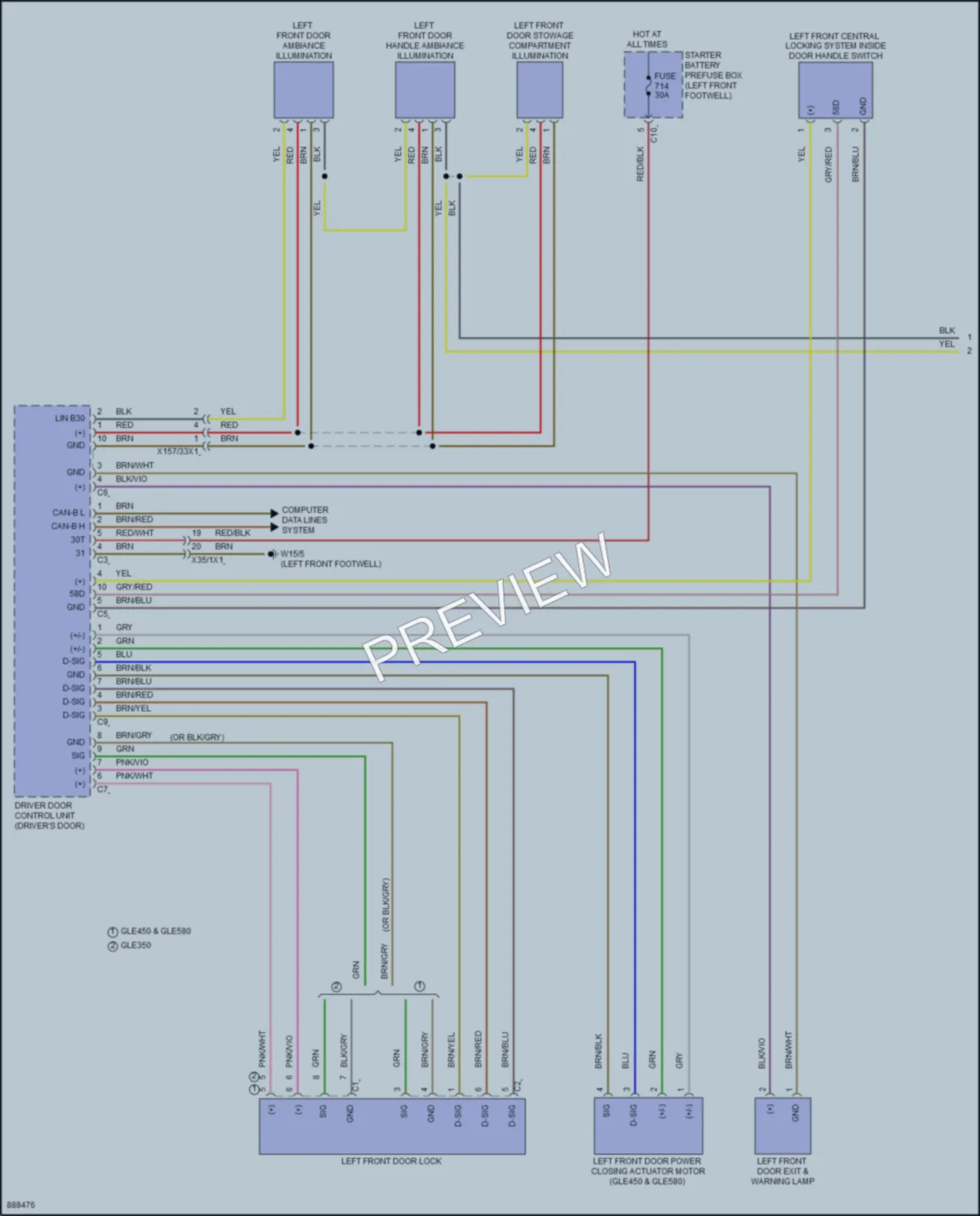 2024 MercedesBenz GLE450 Power Door Locks wiring diagram preview