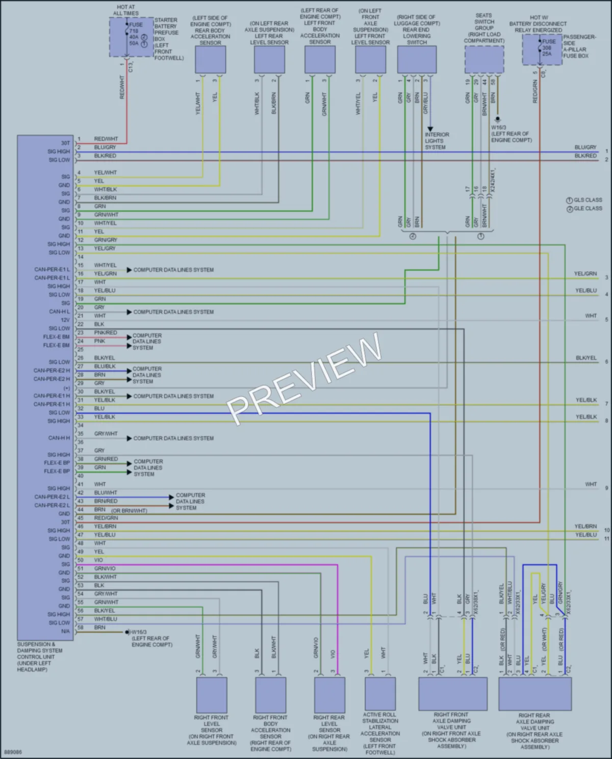2024 MercedesBenz GLE580 Electronic Suspension wiring diagram preview