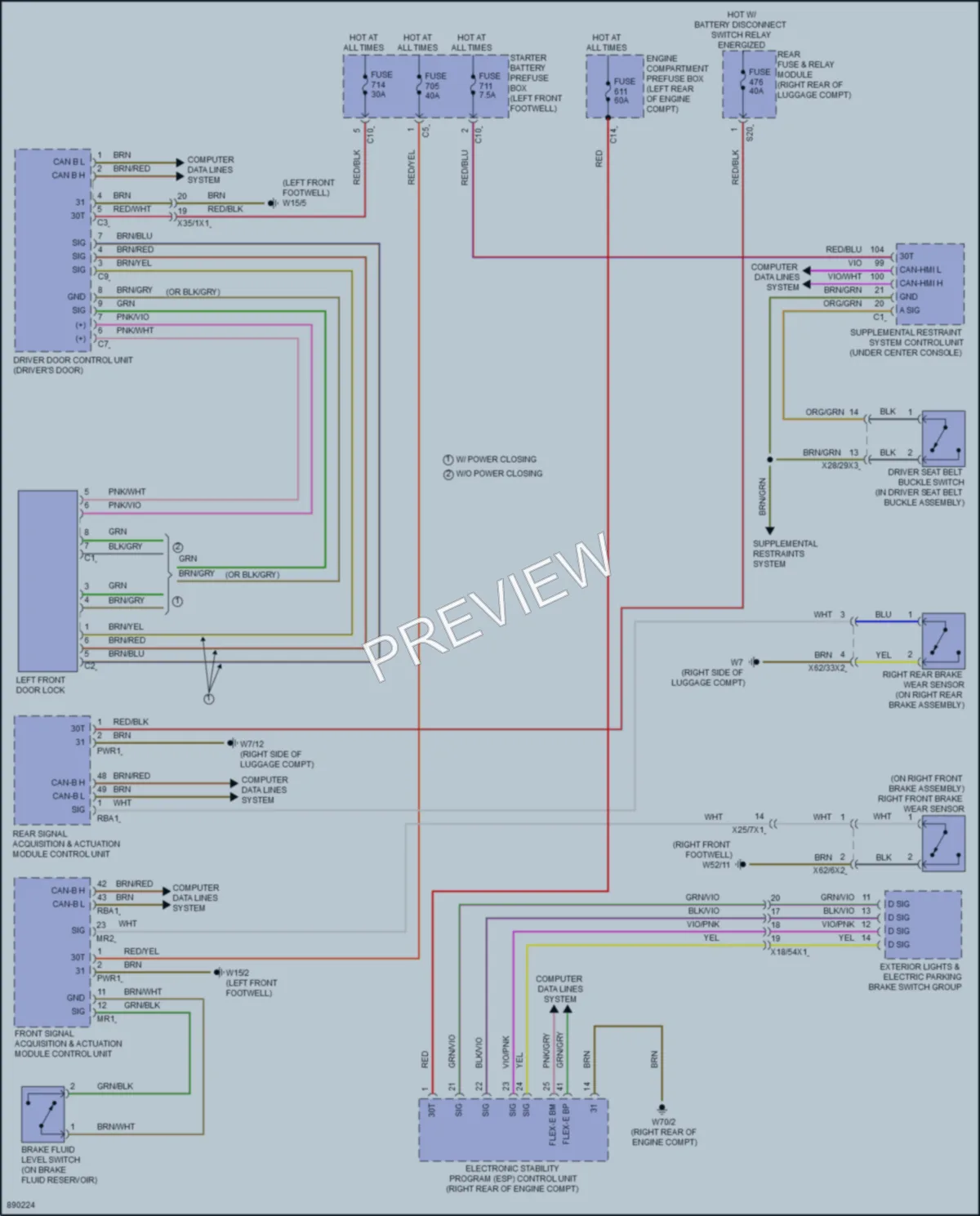 2024 MercedesBenz GLE580 Warning Systems wiring diagram preview