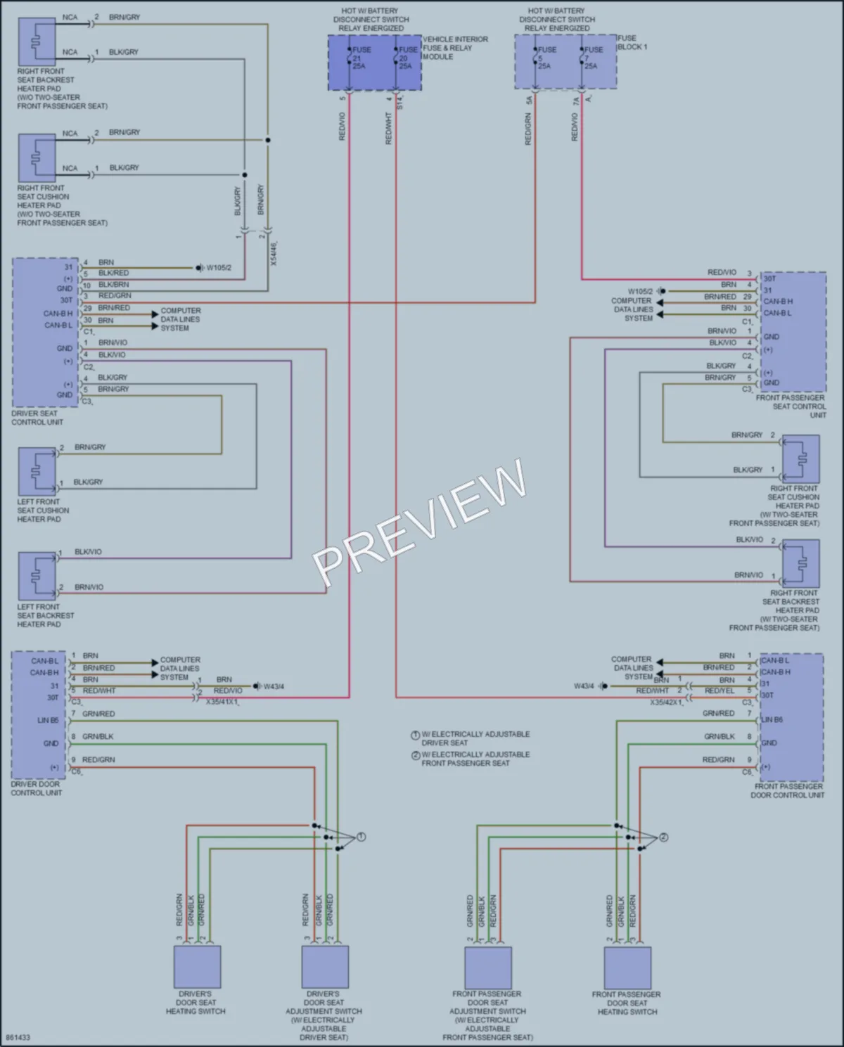 2024 MercedesBenz eSprinter Power Seats wiring diagram preview