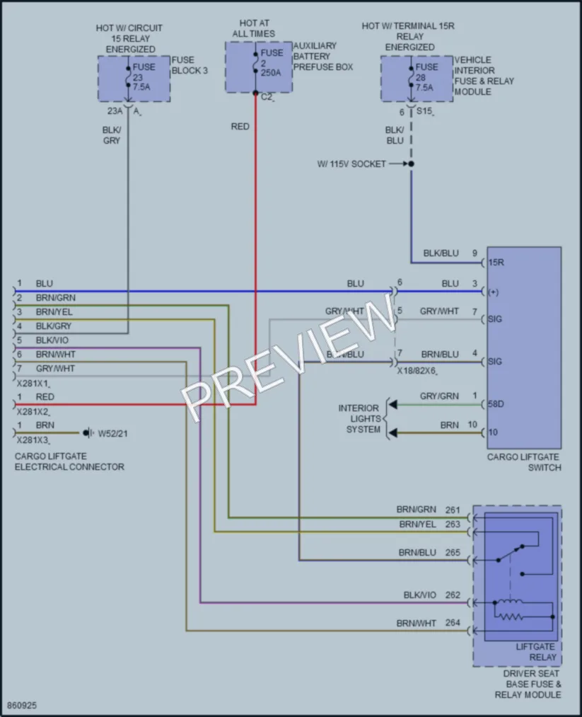 2024 MercedesBenz eSprinter Trunk Tailgate Fuel Door wiring diagram preview