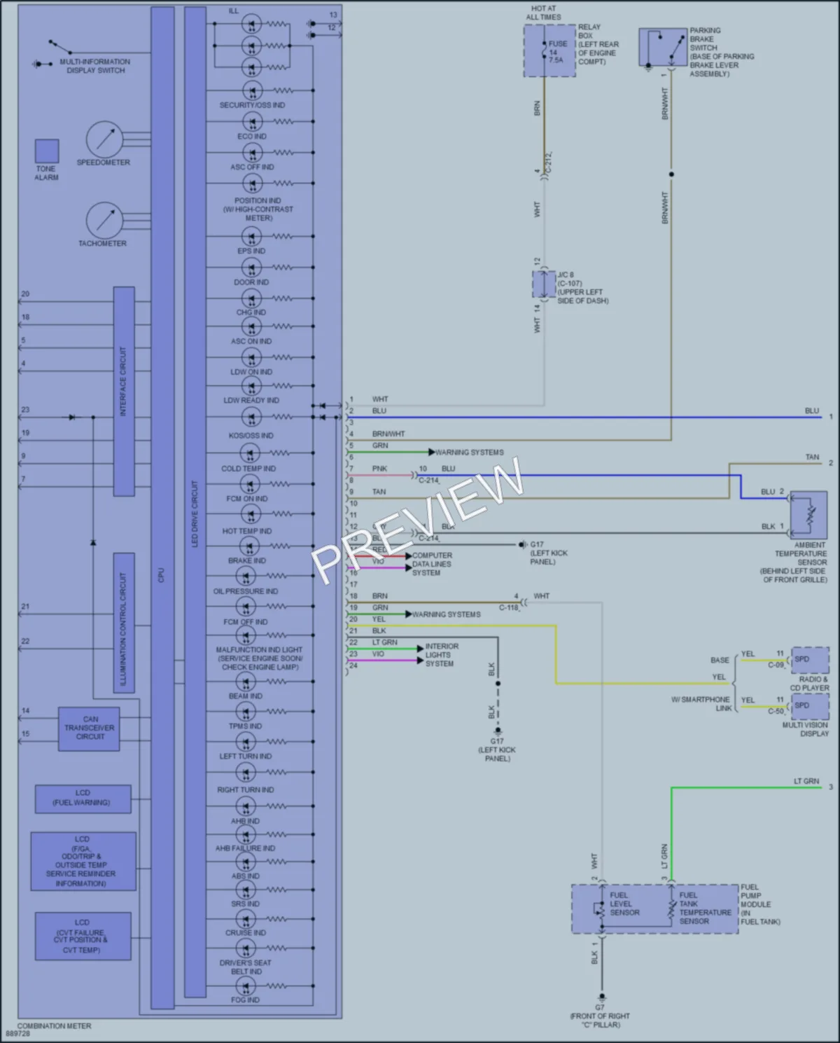 2024 Mitsubishi MirageG4 Instrument Cluster wiring diagram preview
