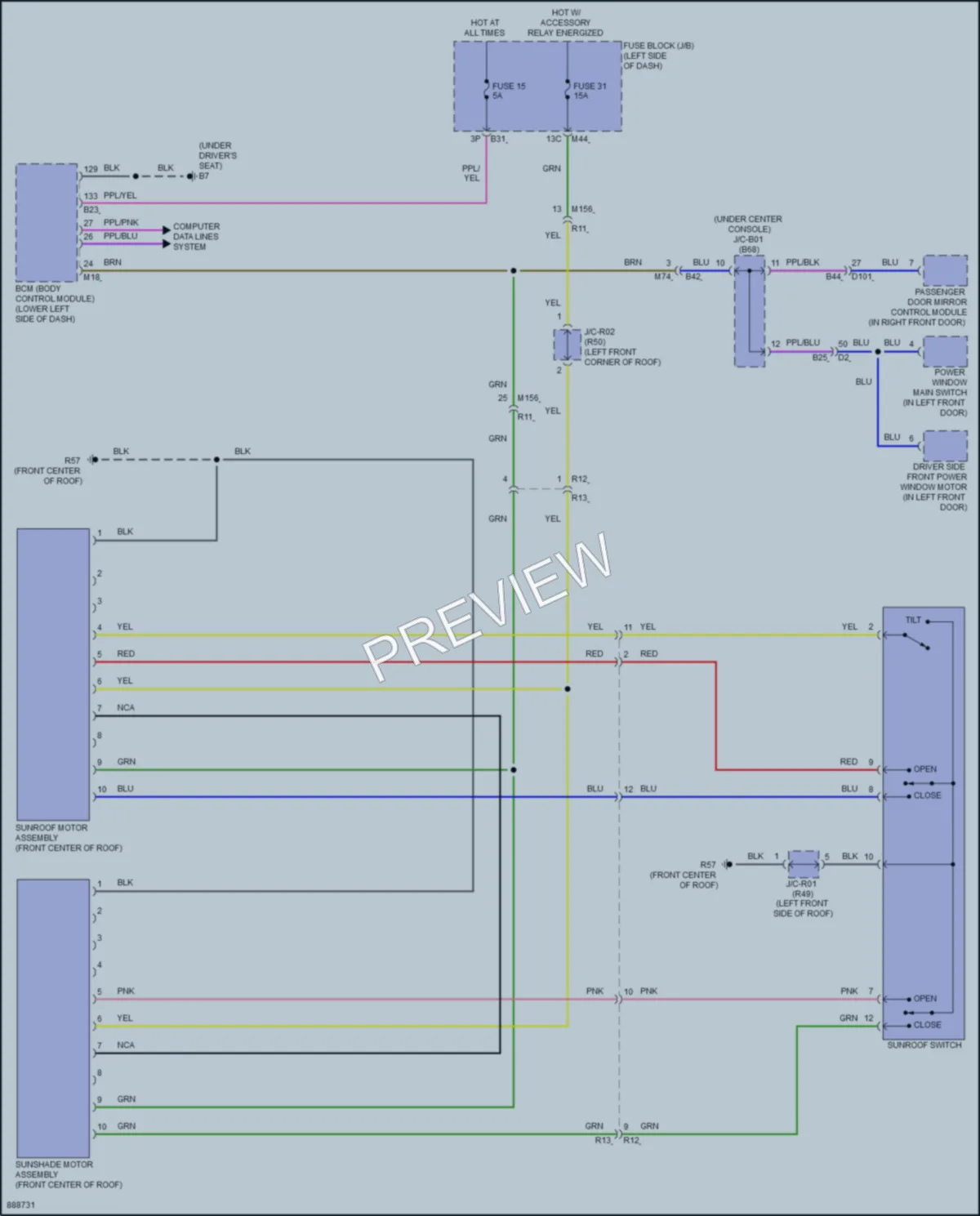 2024 Mitsubishi Outlander Power Top Sunroof wiring diagram preview