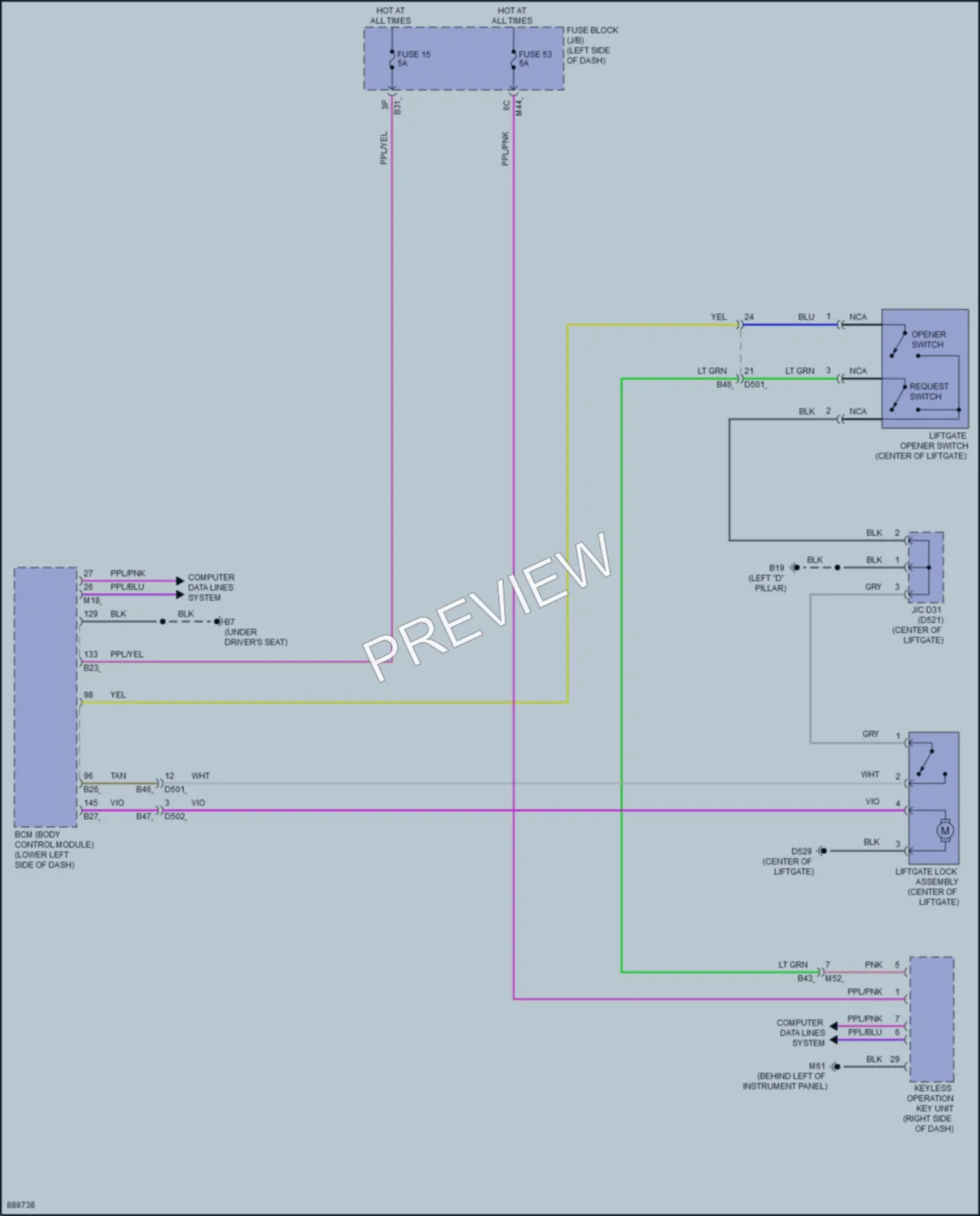 2024 Mitsubishi Outlander Trunk Tailgate Fuel Door wiring diagram preview