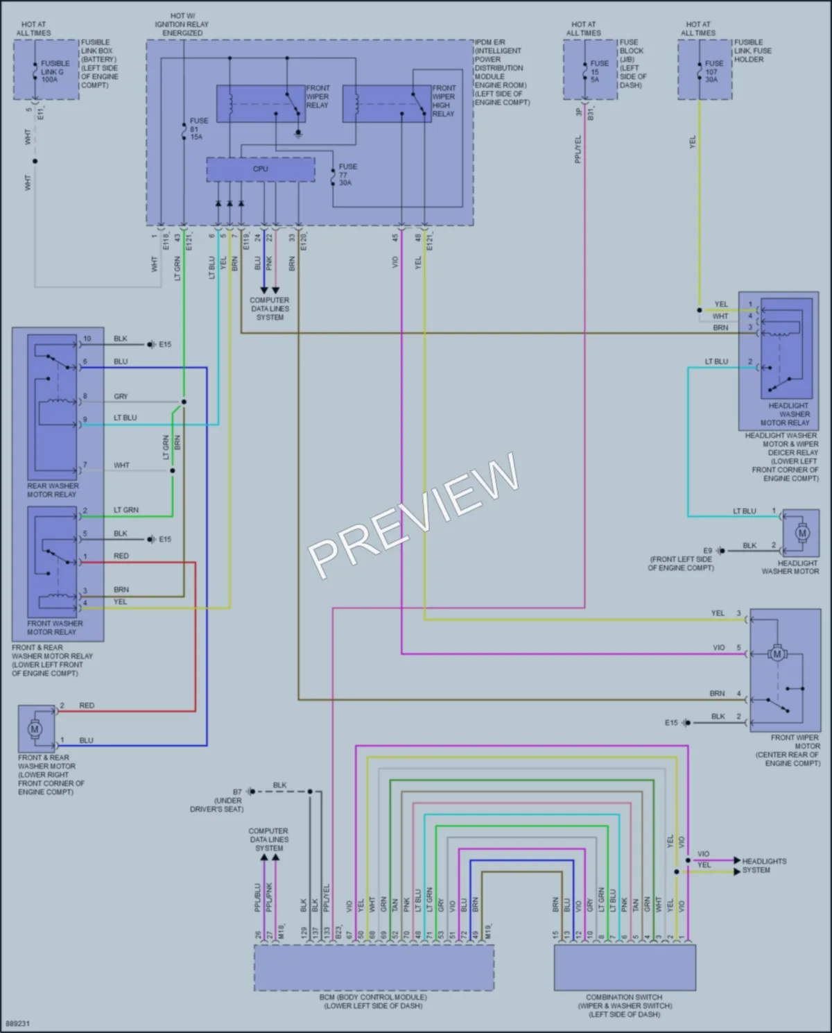 2024 Mitsubishi Outlander Wiper Washer wiring diagram preview