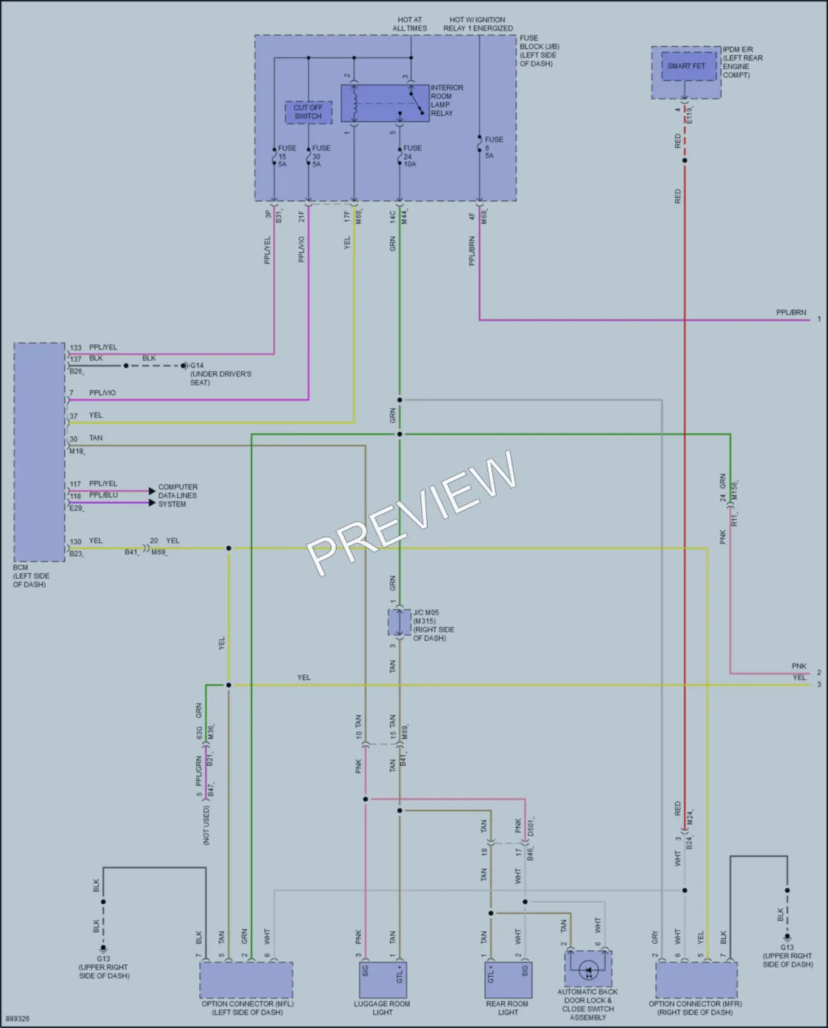 2024 Mitsubishi OutlanderPHEV Interior Lights wiring diagram preview