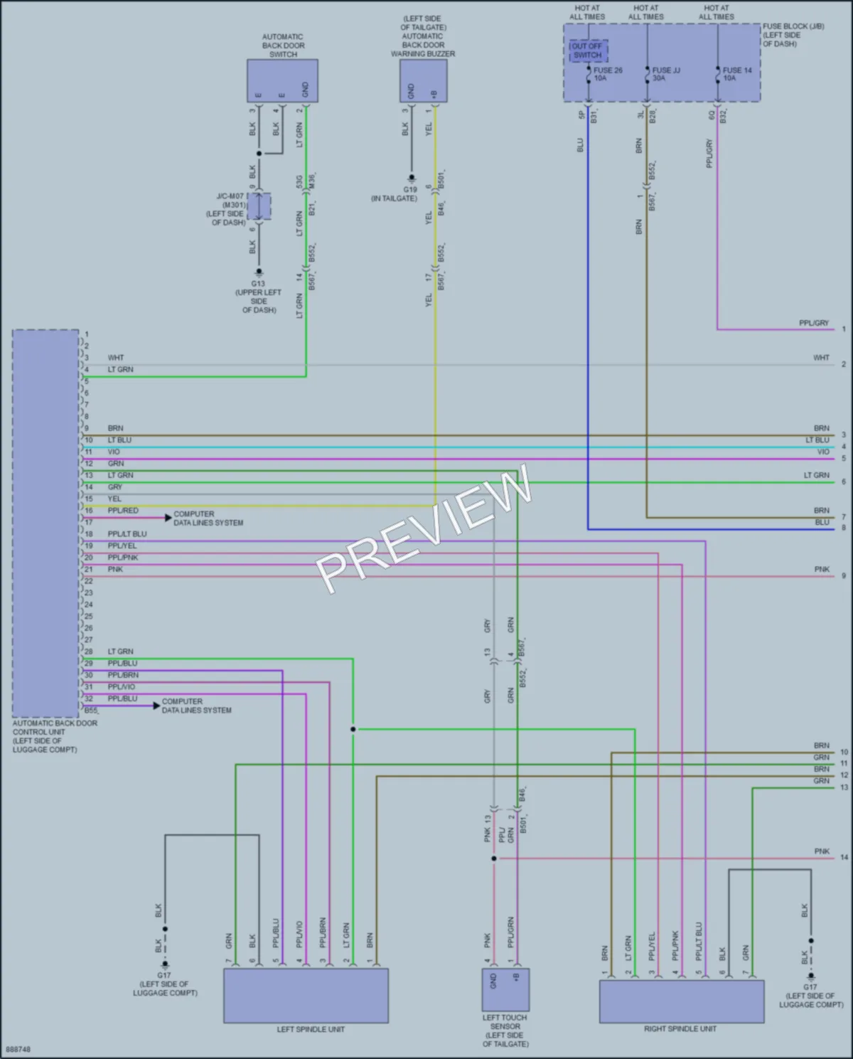 2024 Mitsubishi OutlanderPHEV Trunk Tailgate Fuel Door wiring diagram preview