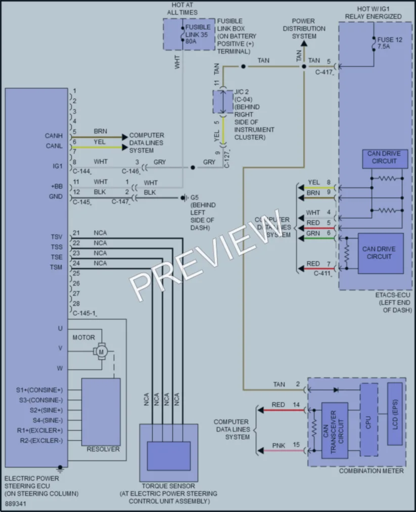 2024 Mitsubishi OutlanderSport Electronic Power Steering wiring diagram preview