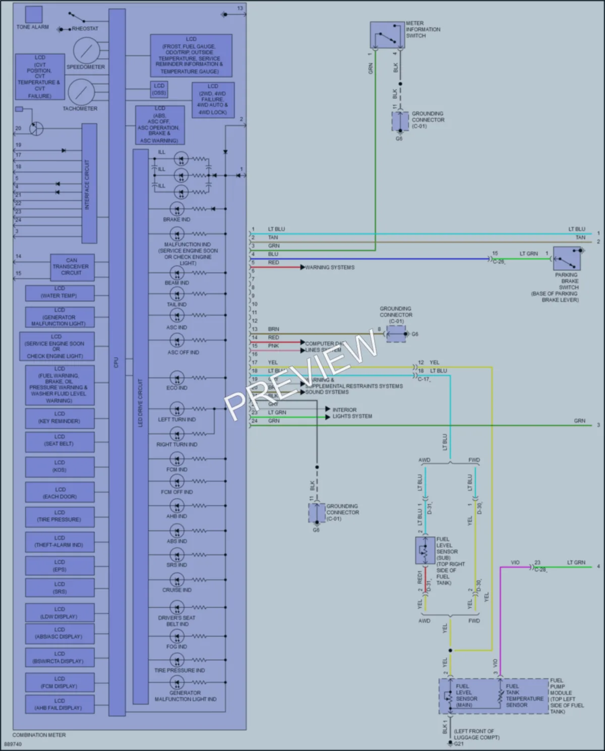 2024 Mitsubishi OutlanderSport Instrument Cluster wiring diagram preview