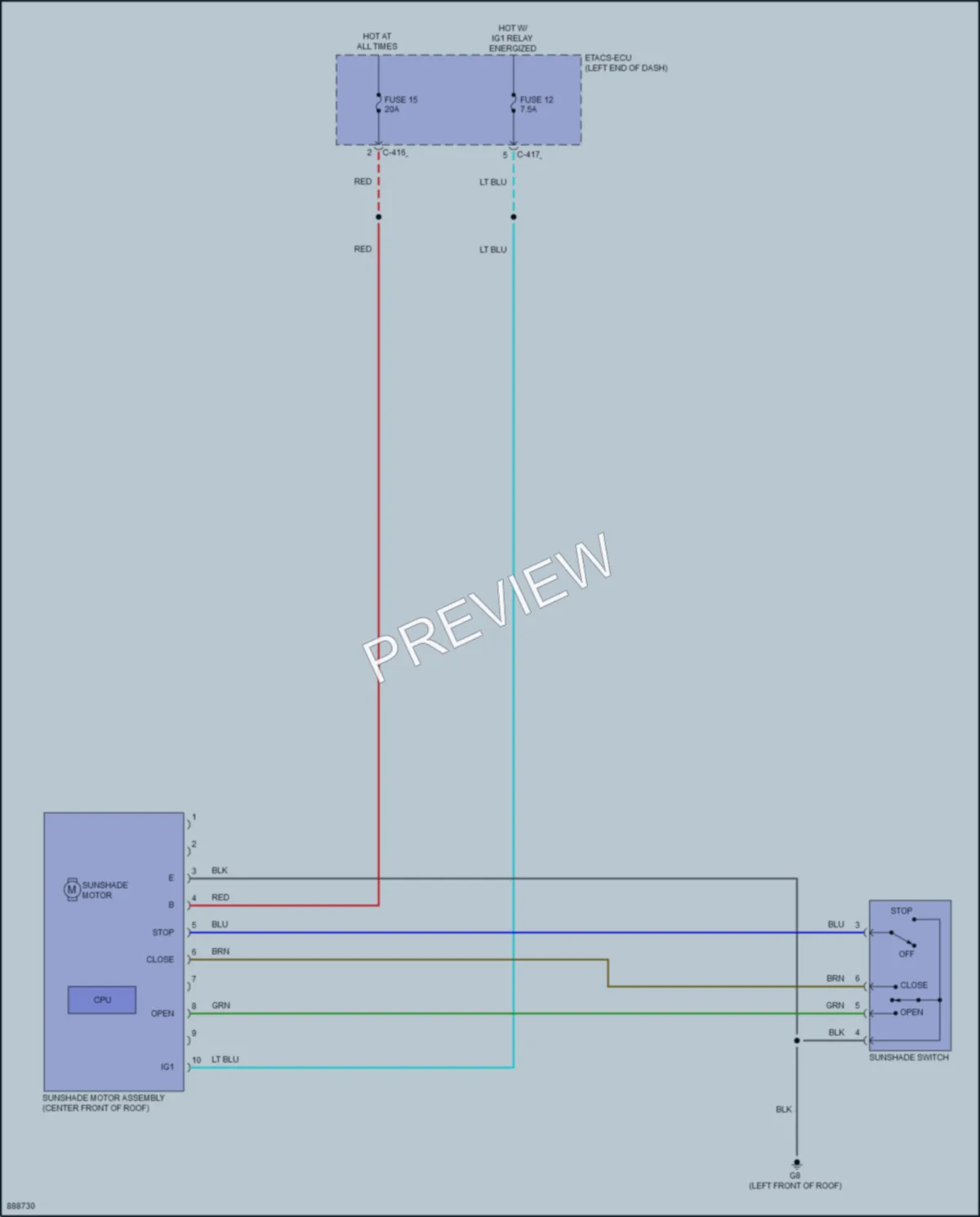 2024 Mitsubishi OutlanderSport Power Top Sunroof wiring diagram preview