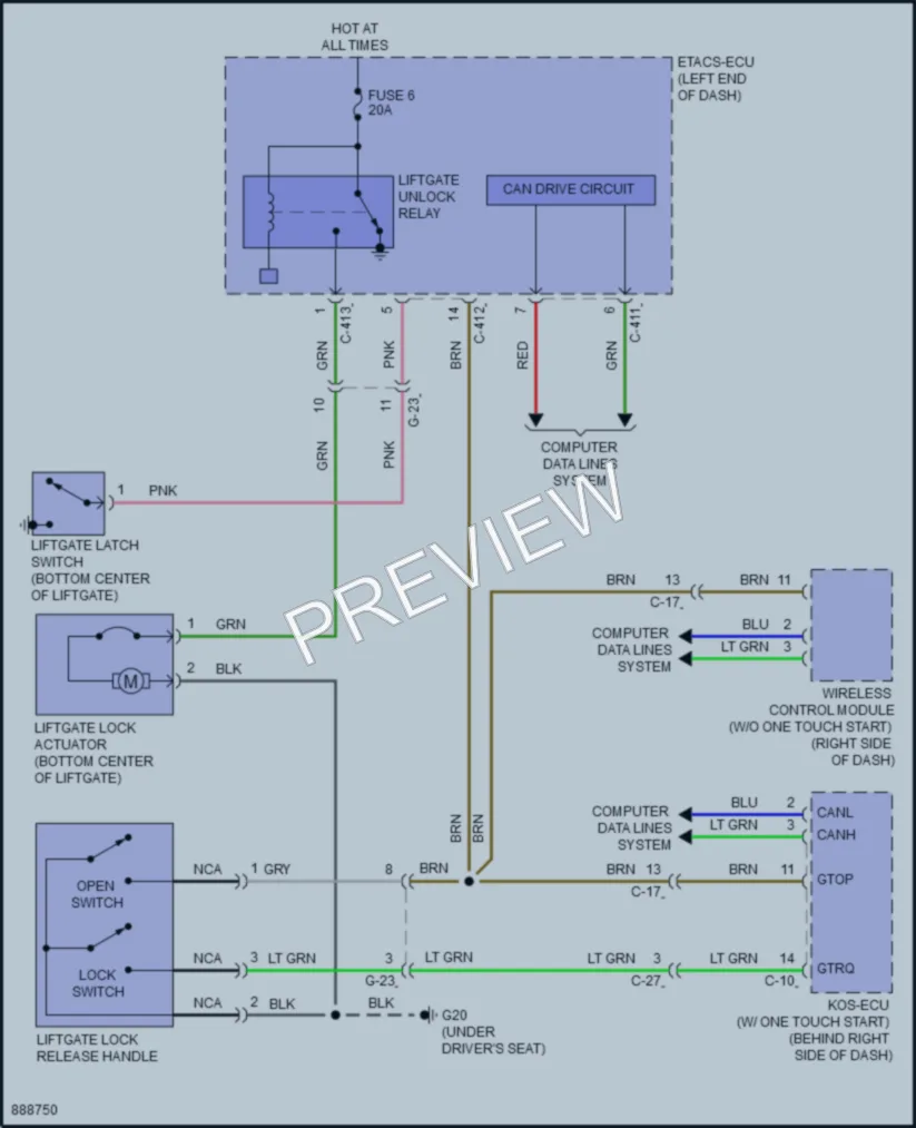 2024 Mitsubishi OutlanderSport Trunk Tailgate Fuel Door wiring diagram preview