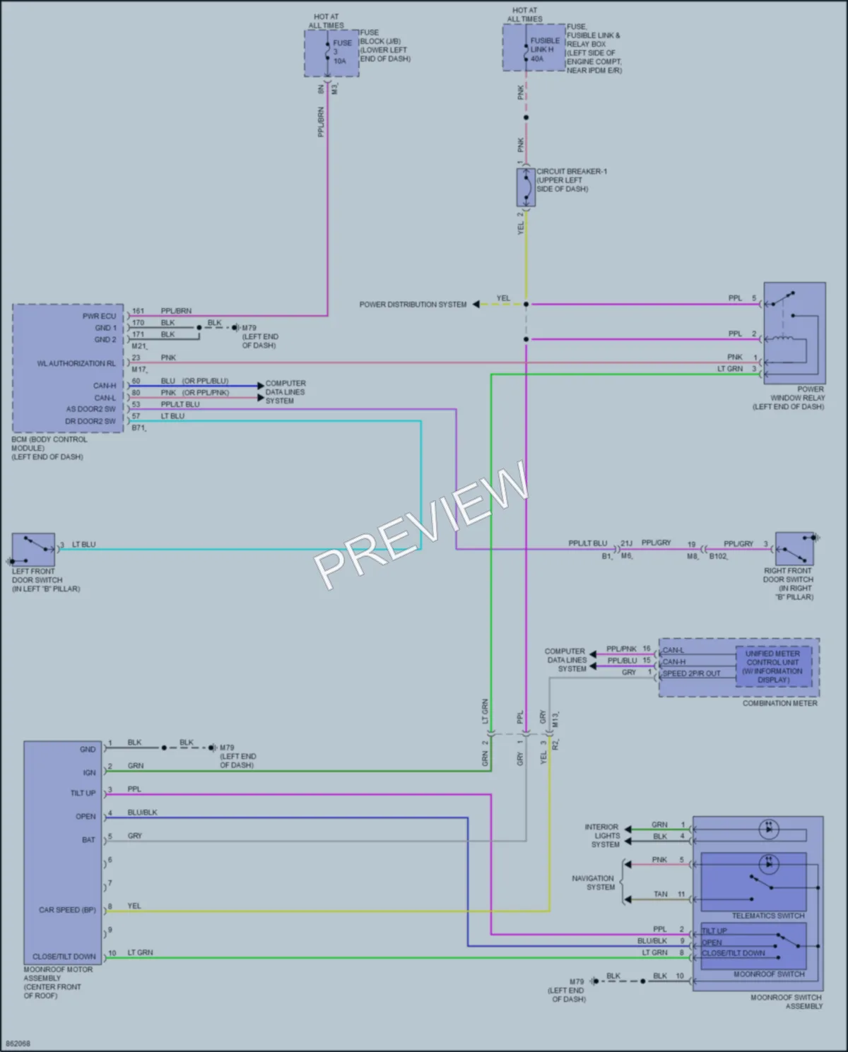 2024 Nissan Altima Power Top Sunroof wiring diagram preview