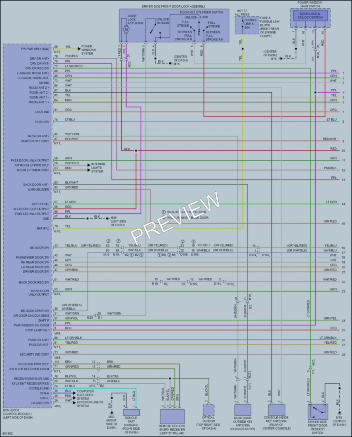 2024 Nissan Armada Power Door Locks wiring diagram preview