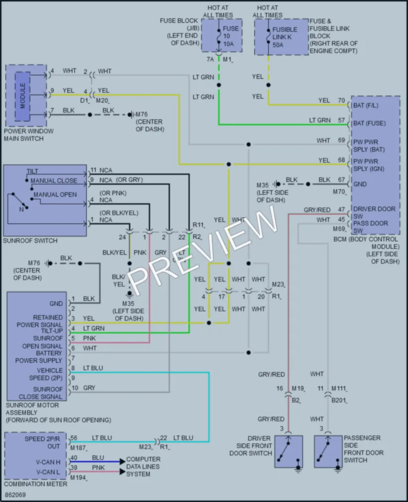 2024 Nissan Armada Power Top Sunroof wiring diagram preview