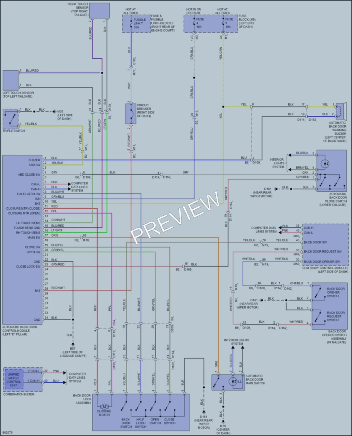 2024 Nissan Armada Trunk Tailgate Fuel Door wiring diagram preview