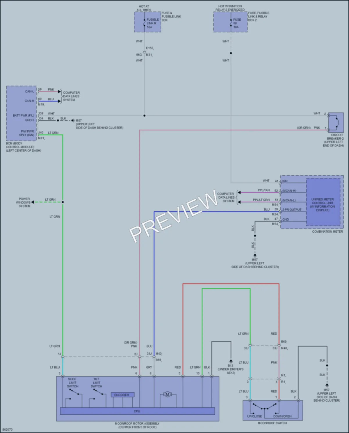 2024 Nissan Frontier Power Top Sunroof wiring diagram preview