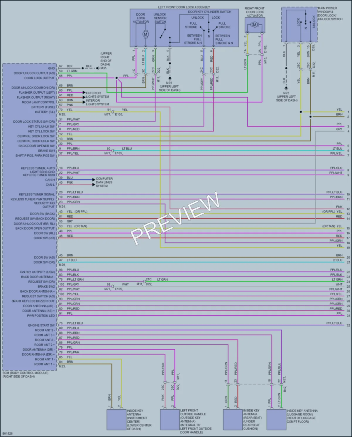 2024 Nissan LEAF Power Door Locks wiring diagram preview
