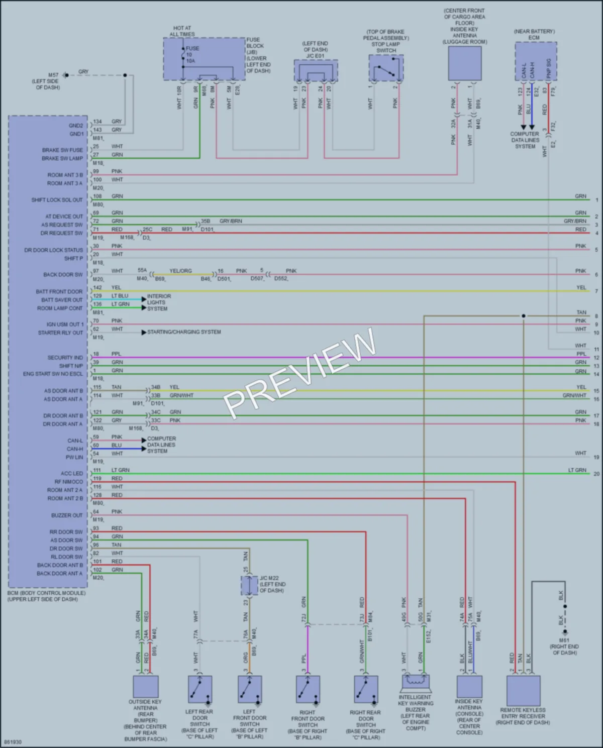 2024 Nissan Murano Power Door Locks wiring diagram preview