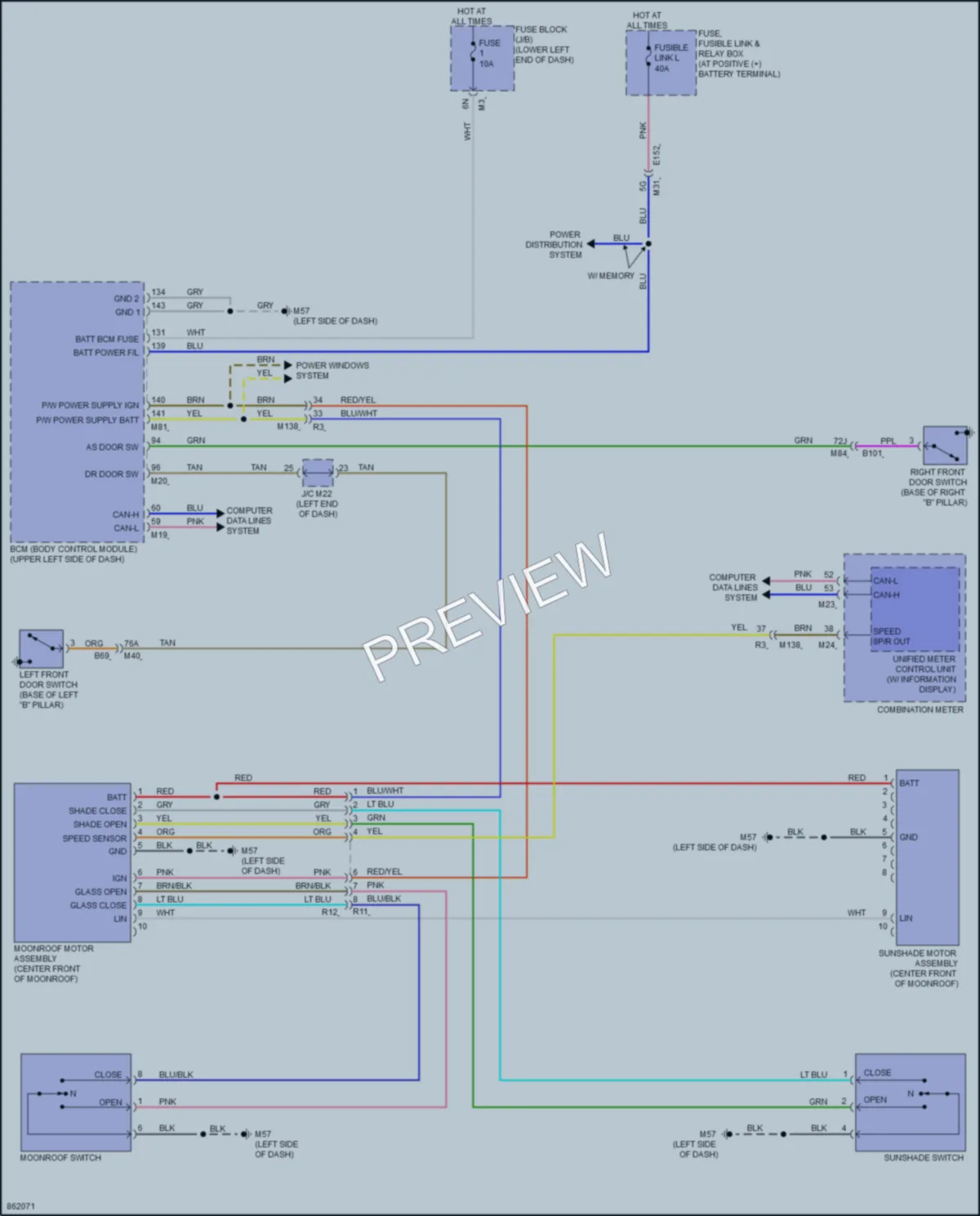 2024 Nissan Murano Power Top Sunroof wiring diagram preview