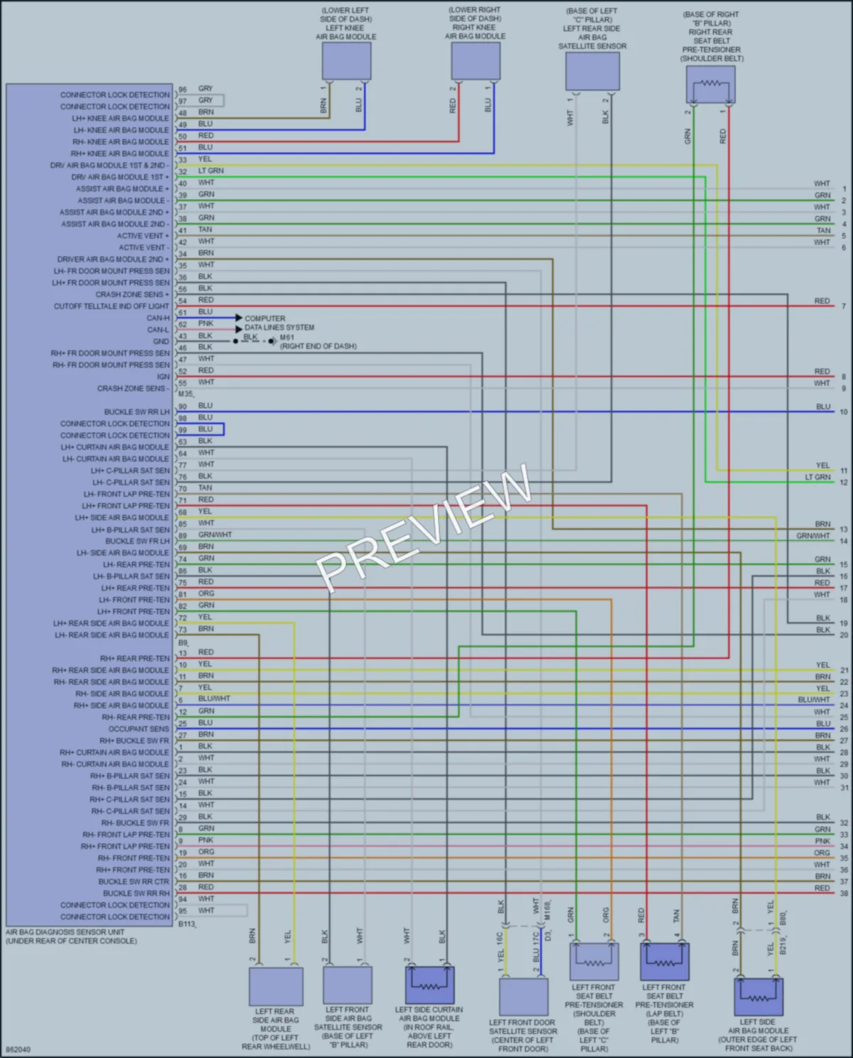 2024 Nissan Murano Supplemental Restraints wiring diagram preview