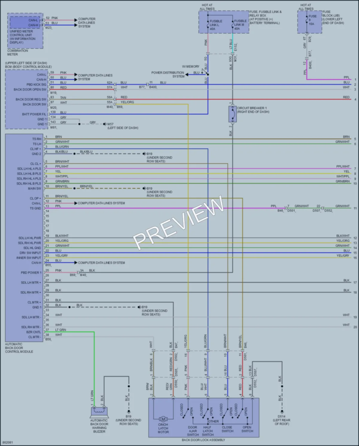 2024 Nissan Murano Trunk Tailgate Fuel Door wiring diagram preview