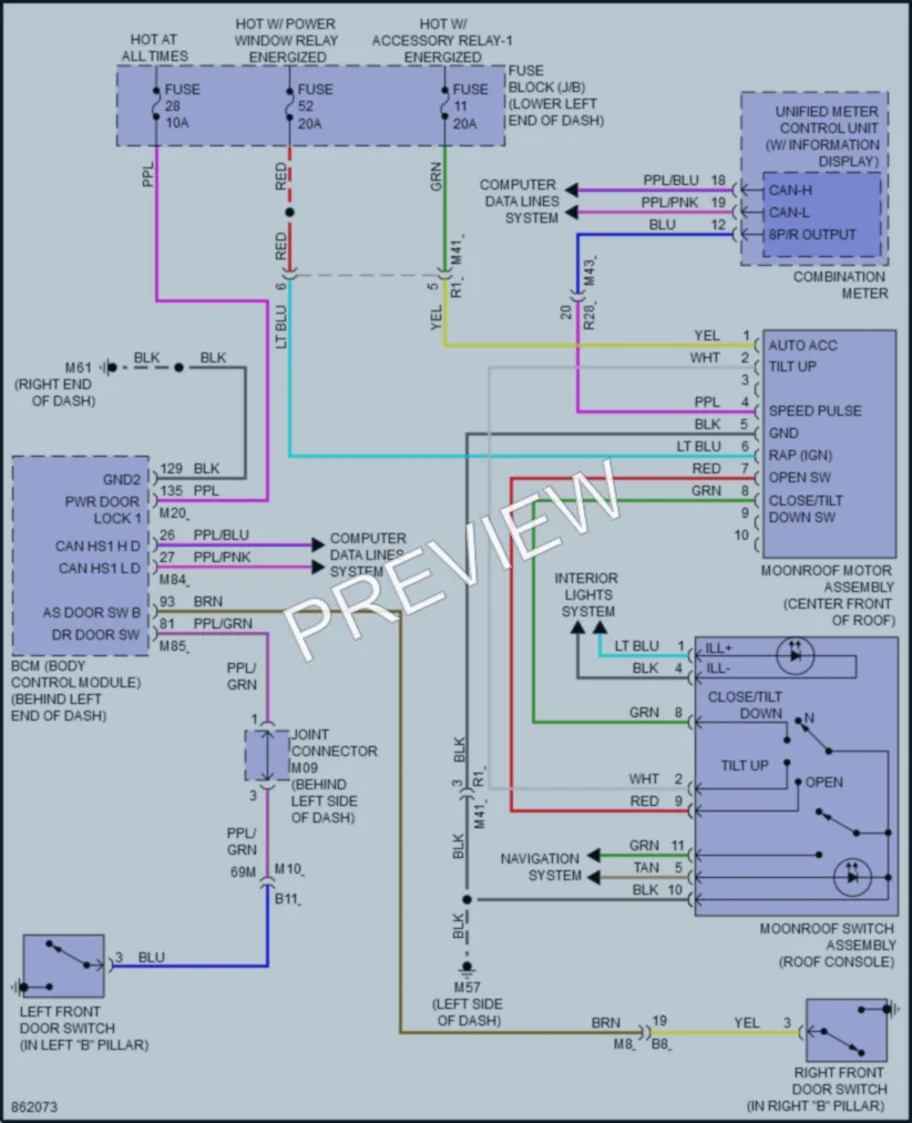 2024 Nissan Sentra Power Top Sunroof wiring diagram preview