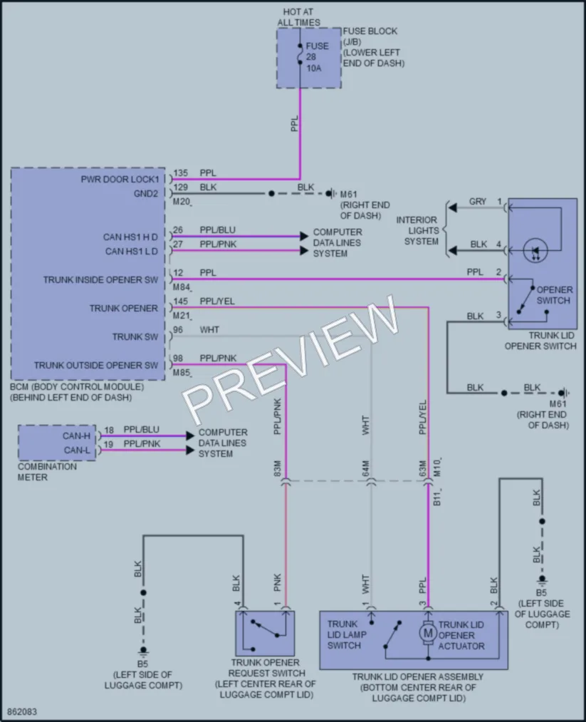 2024 Nissan Sentra Trunk Tailgate Fuel Door wiring diagram preview