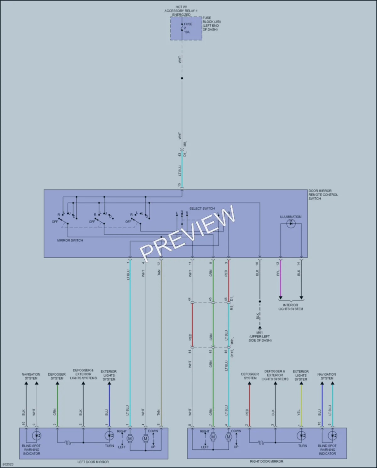 2024 Nissan Versa Power Mirrors wiring diagram preview