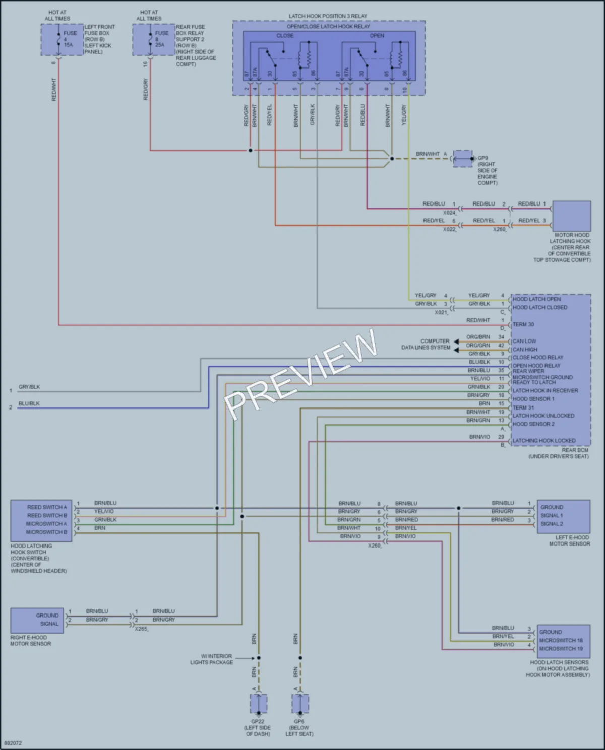 2024 Porsche 718Boxster Power Top Sunroof wiring diagram preview
