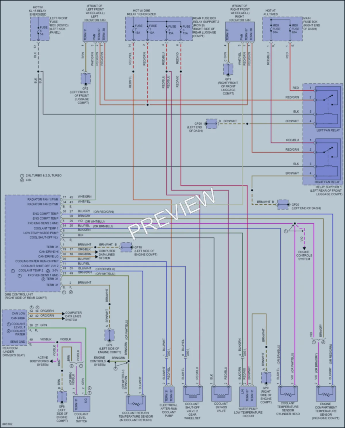 2024 Porsche 718Cayman Cooling Fan wiring diagram preview