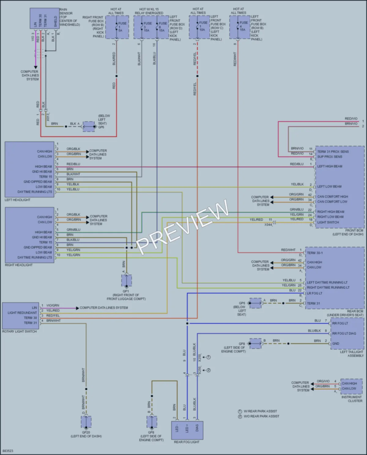 2024 Porsche 718Cayman Headlights wiring diagram preview