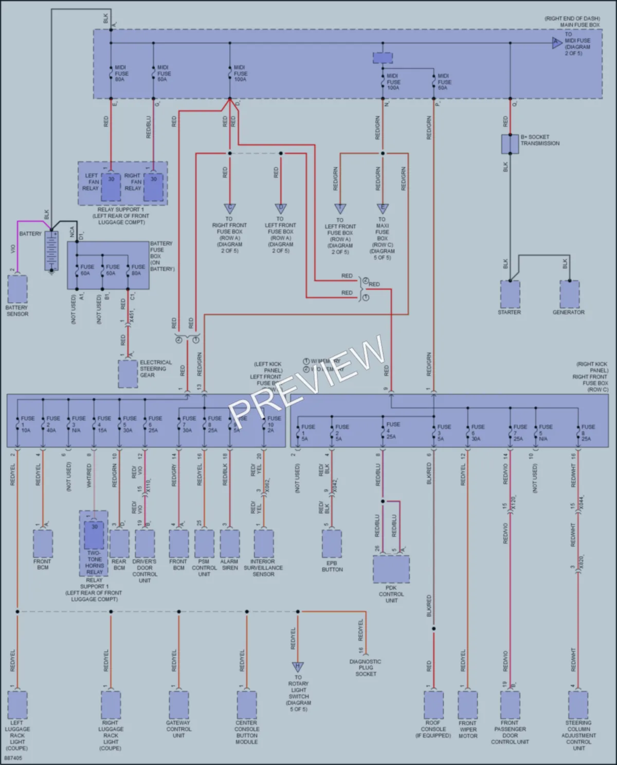 2024 Porsche 718Cayman Power Distribution wiring diagram preview